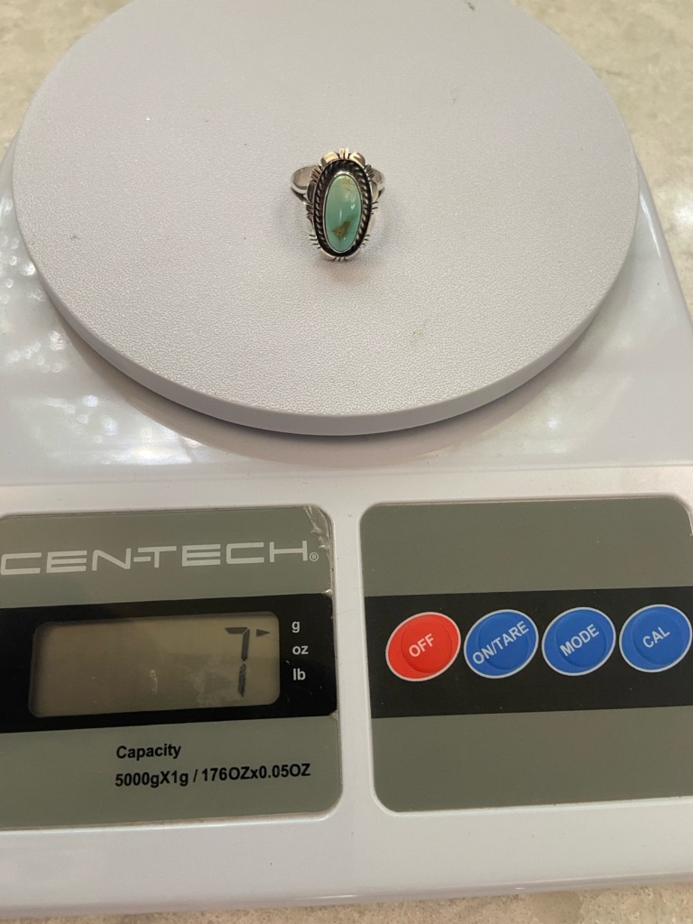 Sterling Silver Turquoise Oval Statement Ring - Light Blue Green, Navajo/signed - Picture 12 of 15